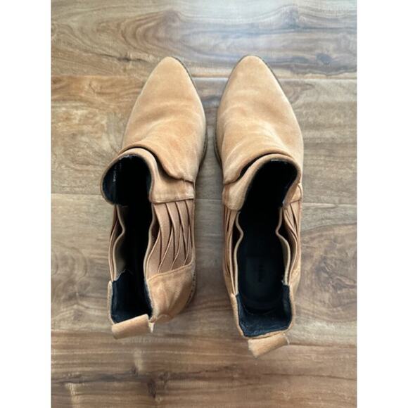 Rebecca Minkoff Jacy Chelsea Suede Ankle Boots Butterscotch Tan Camel- Size 8.5M - Picture 5 of 11